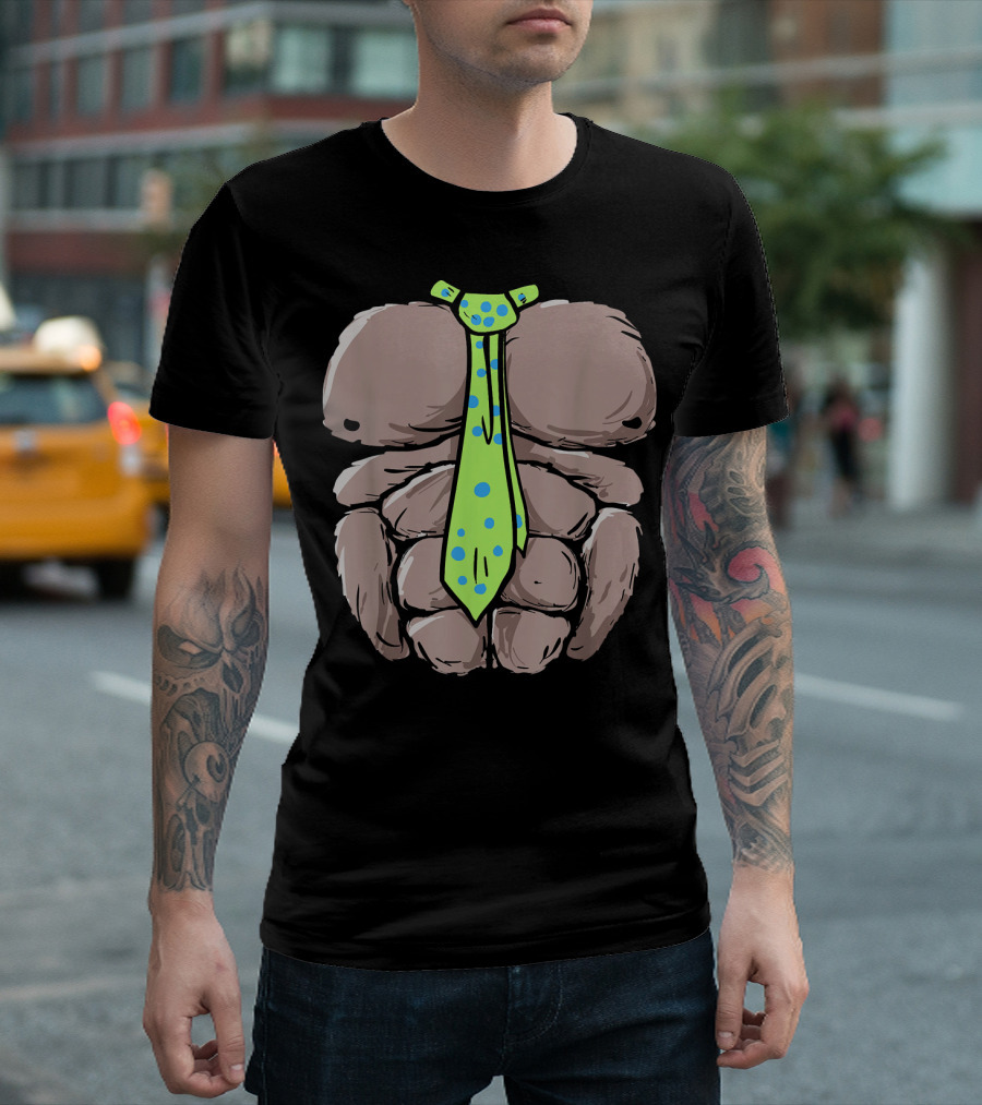Gorilla Chest with Green Polka Dot Necktie T-Shirt
