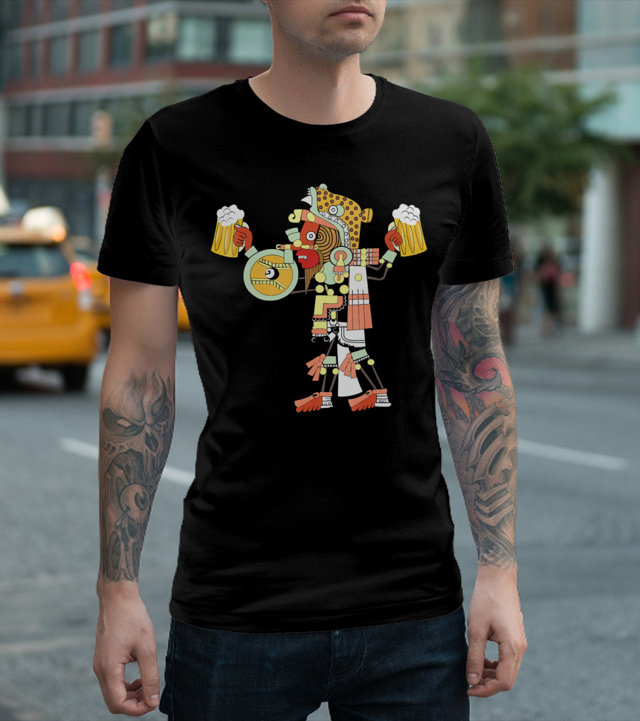 Jaguar Warrior Beer Drinking Aztec Legend T-Shirt