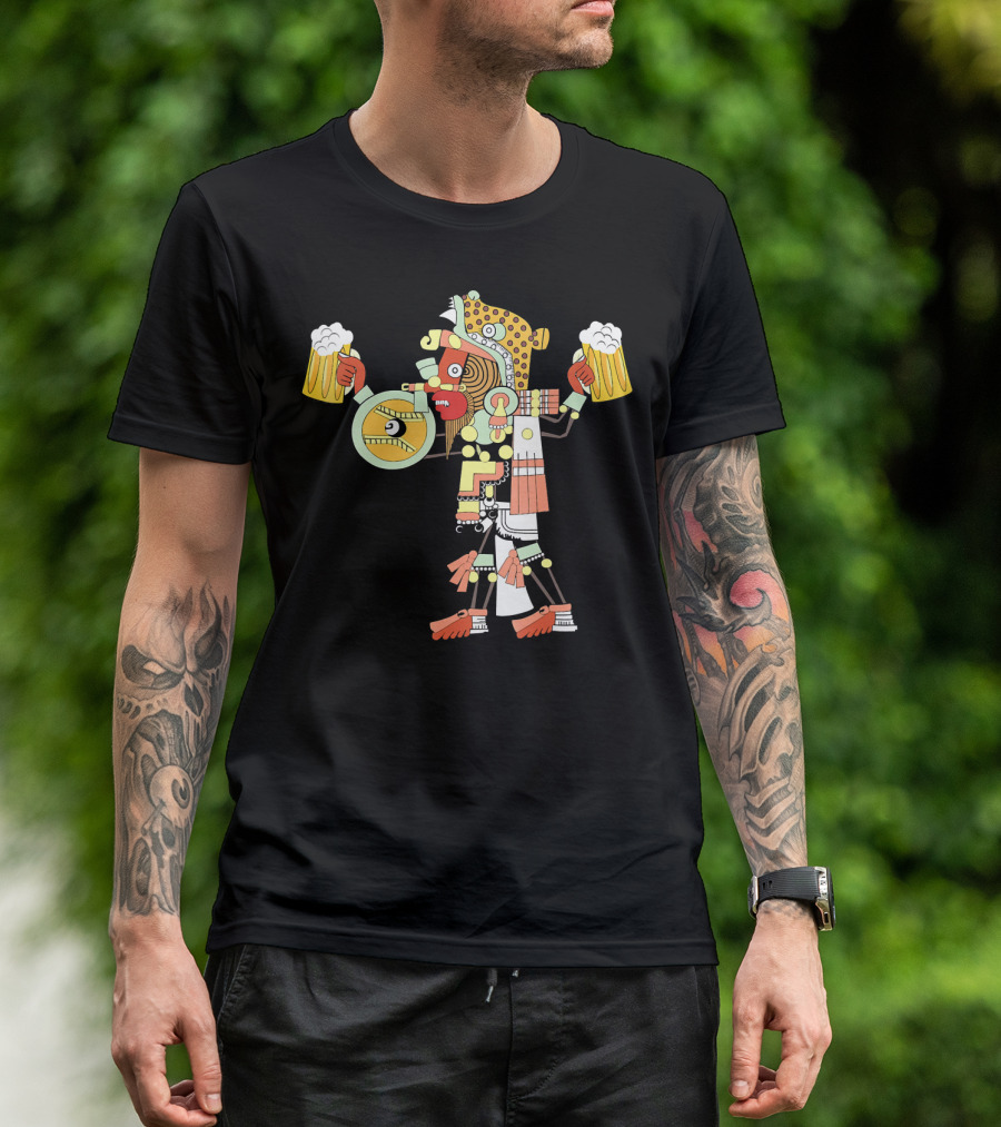 Jaguar Warrior Beer Drinking Aztec Legend T-Shirt