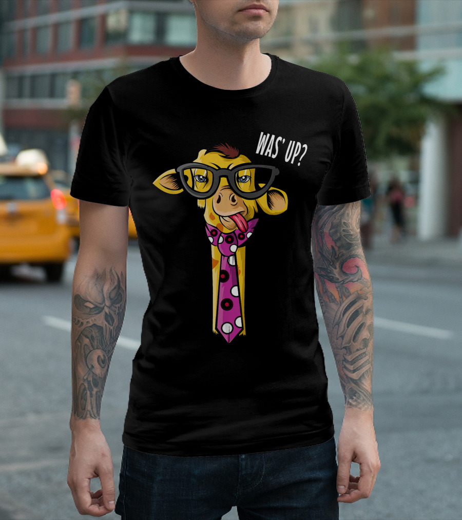 Hipster Giraffe Was' Up Nerdy African Animal Fun T-Shirt