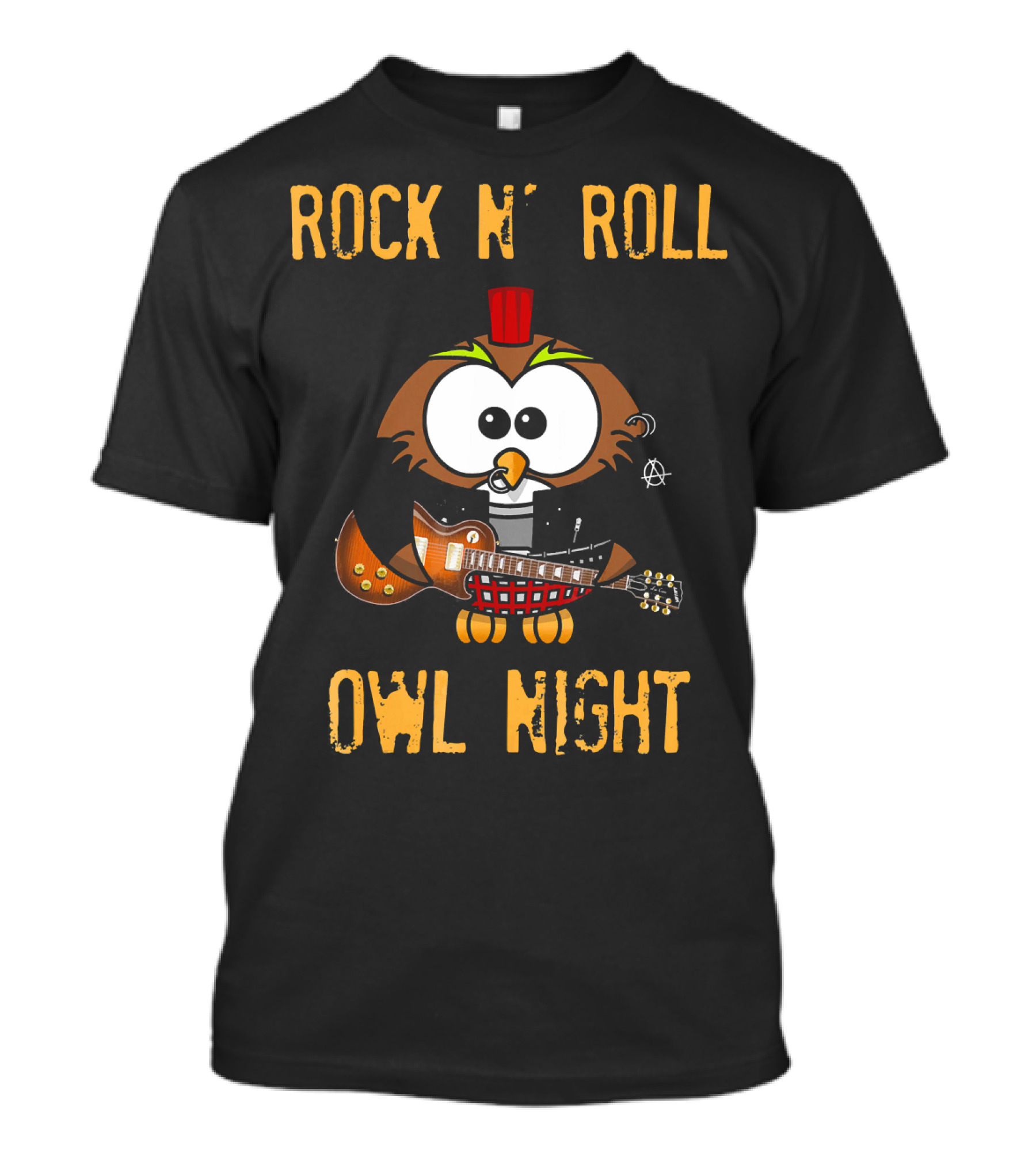 Rock N' Roll Owl Night With Guitar T-Shirt