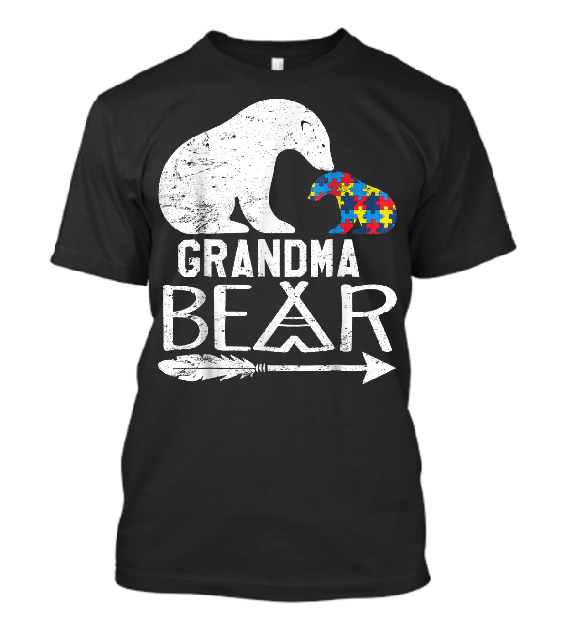 Grandma Bear Autism Awareness Puzzle Arrow T-Shirt