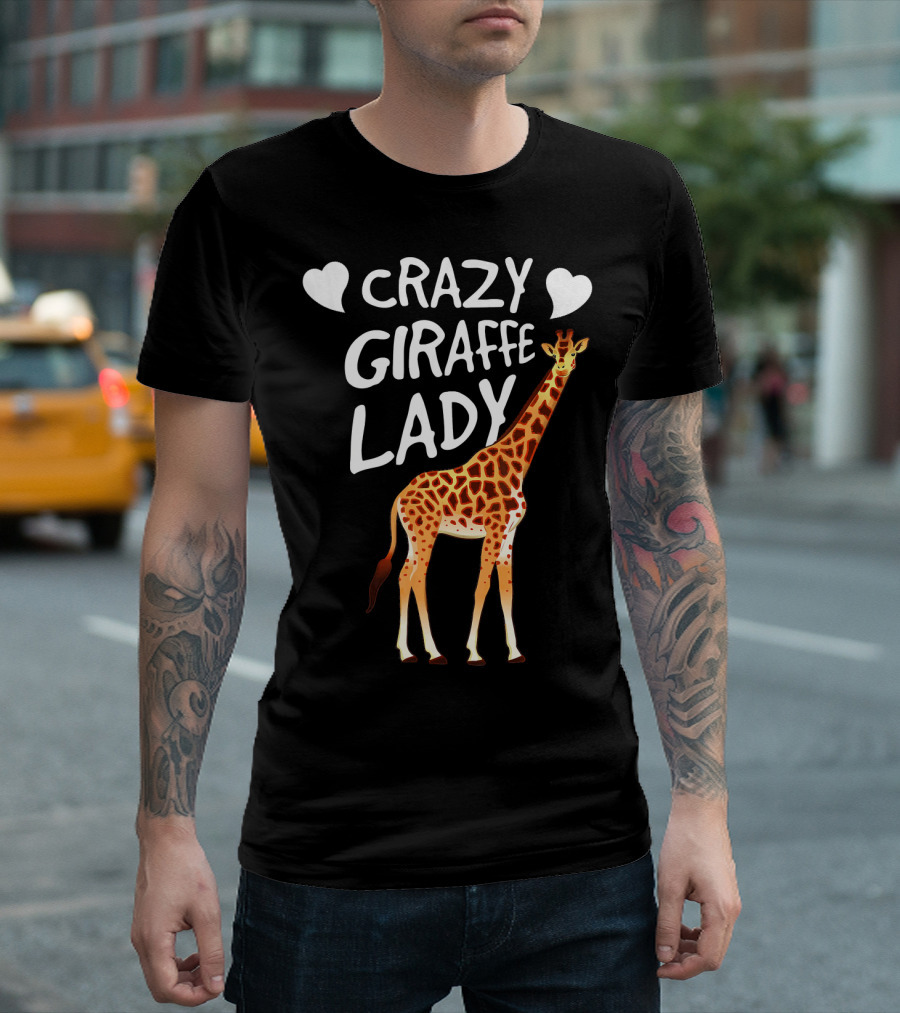 Crazy Giraffe Lady Heart Giraffe Lovers T-Shirt