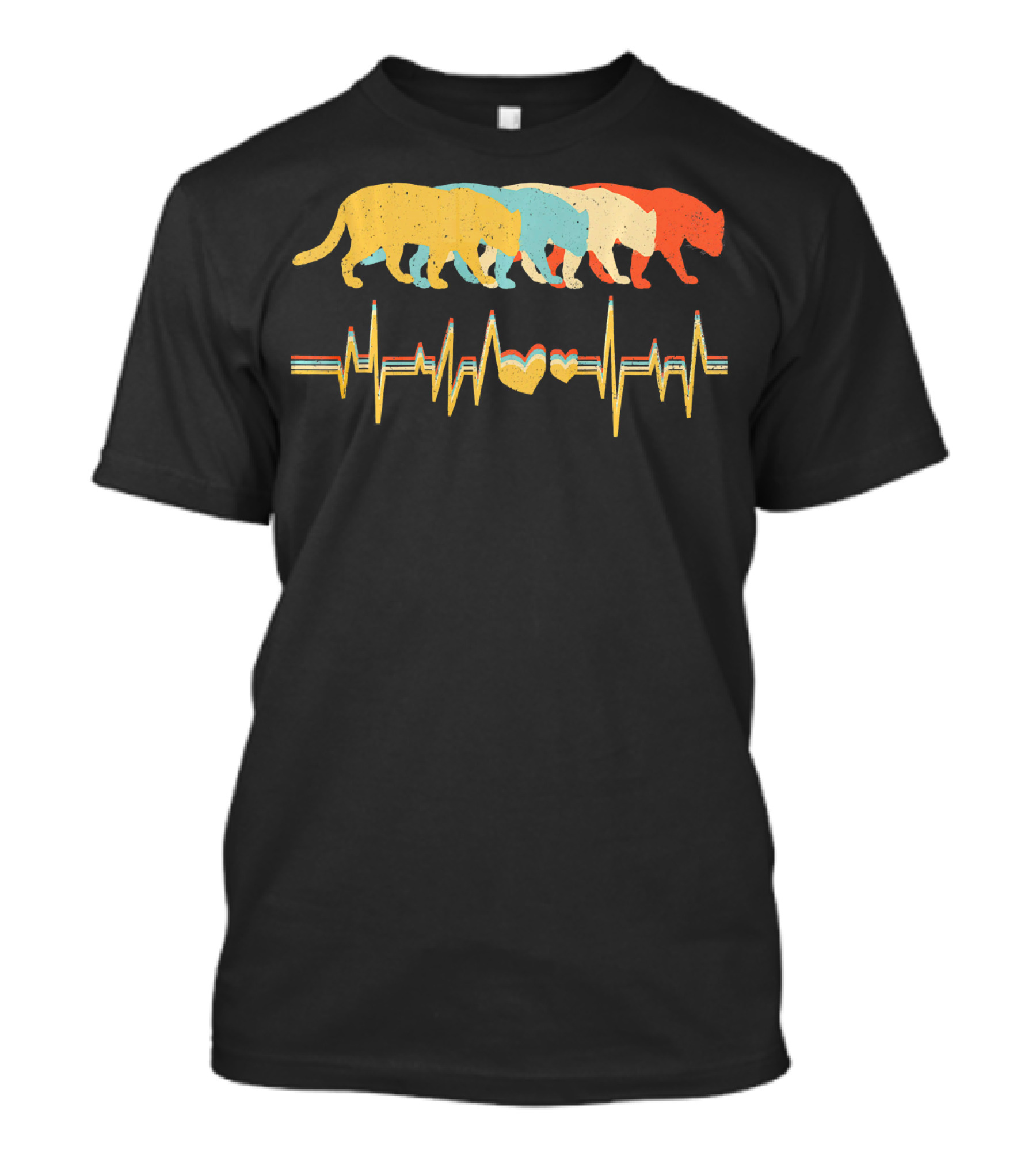 Jaguar Retro Vintage Colorful Heartbeat Stripe T-Shirt