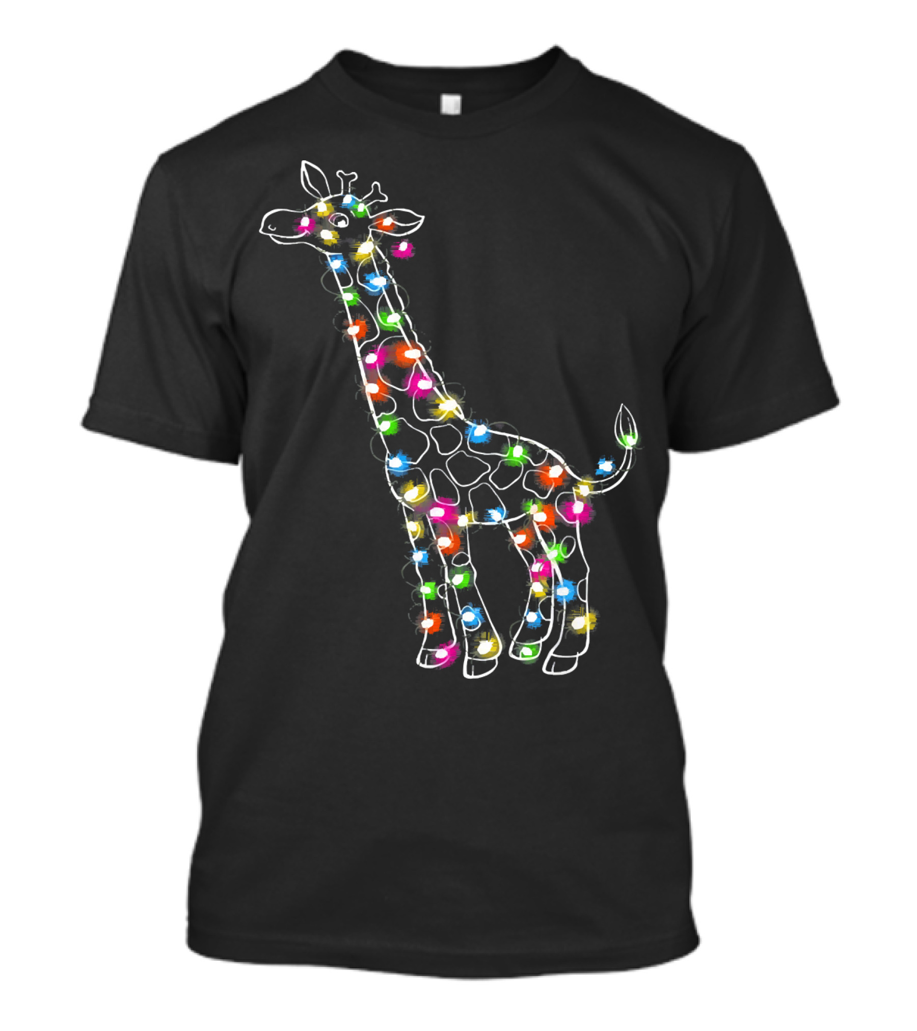 Giraffe Wrapped In Colorful LED String Lights T-Shirt