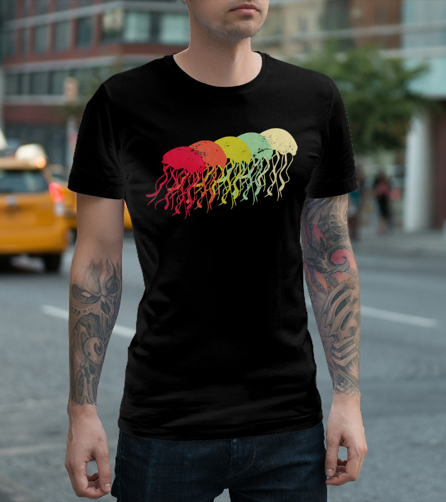 Jellyfish Retro Vibrant Marine Life T-Shirt