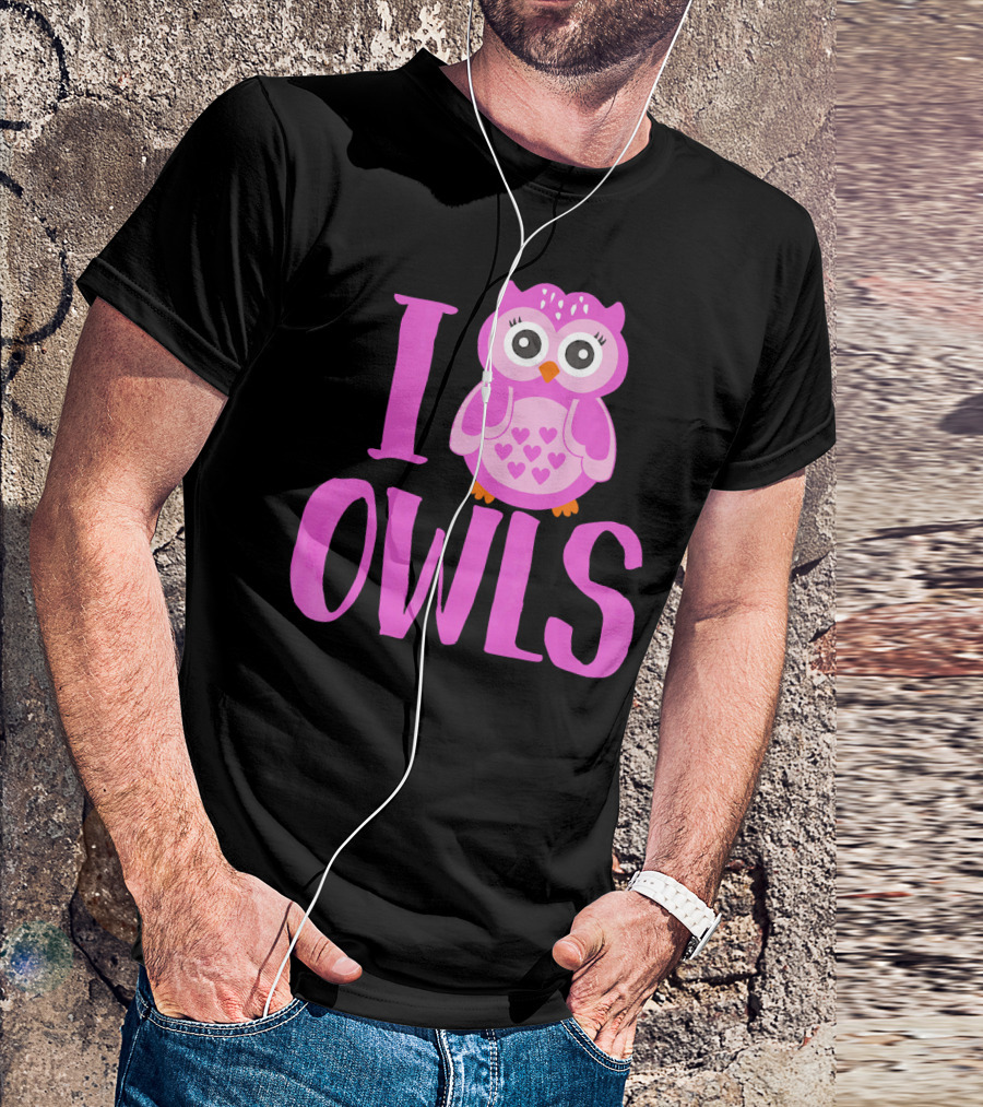 I Love Owls Pink Owl Hearts T-Shirt