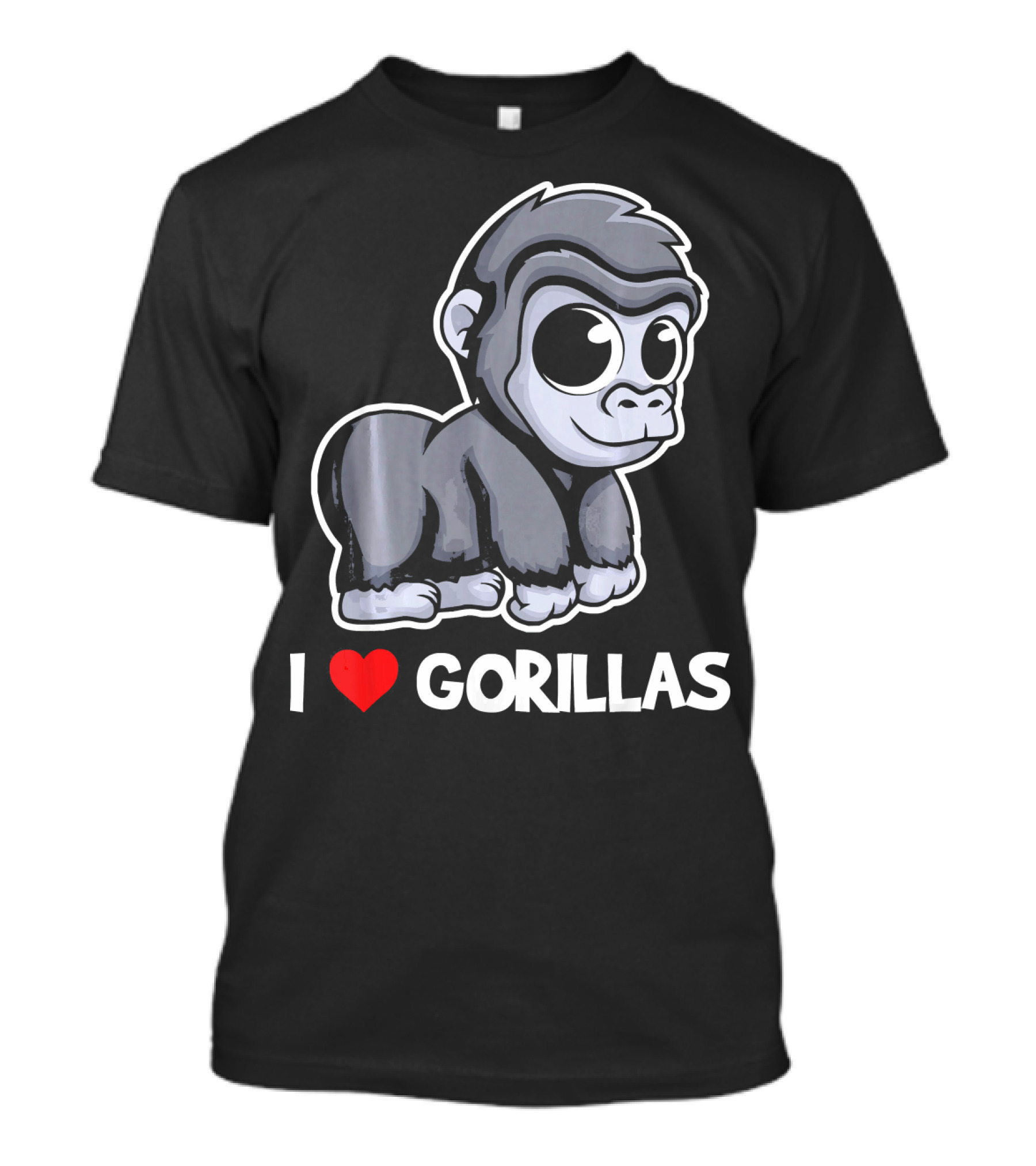 I Love Gorillas Cute Cartoon Gorilla T-Shirt