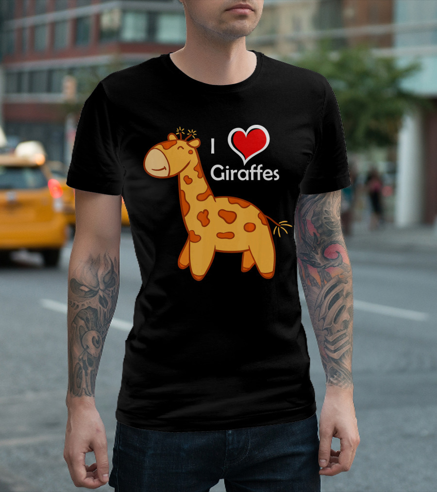 I Heart Giraffes Funny Safari Long Neck T-Shirt