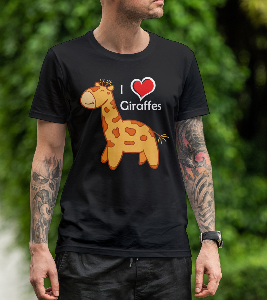 I Heart Giraffes Funny Safari Long Neck T-Shirt