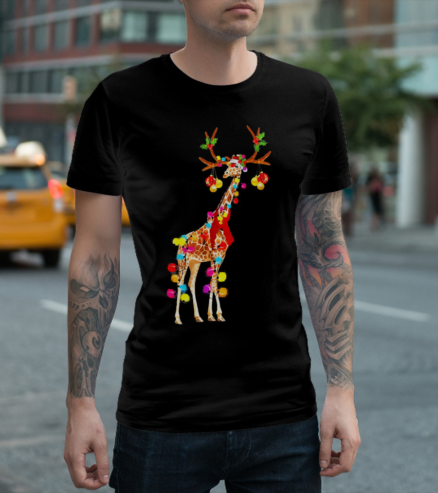 Giraffe Gorgeous Reindeer Christmas Decorations T-Shirt