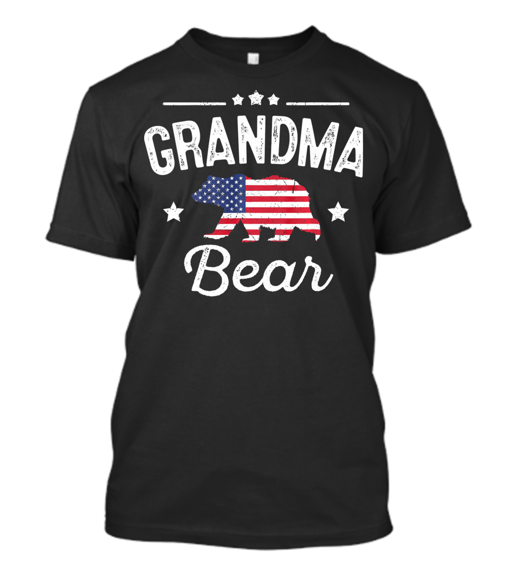 Grandma Bear American Flag Stars T-Shirt