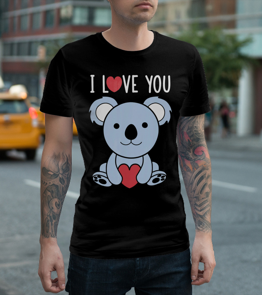 I Love You Cute Koala Bear Holding Heart T-Shirt