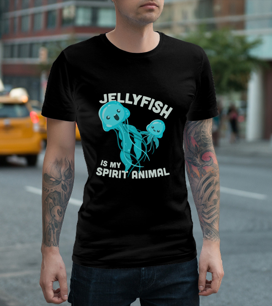 Jellyfish Is My Spirit Animal Cute Kawaii Style Aqua Marine T-Shirt