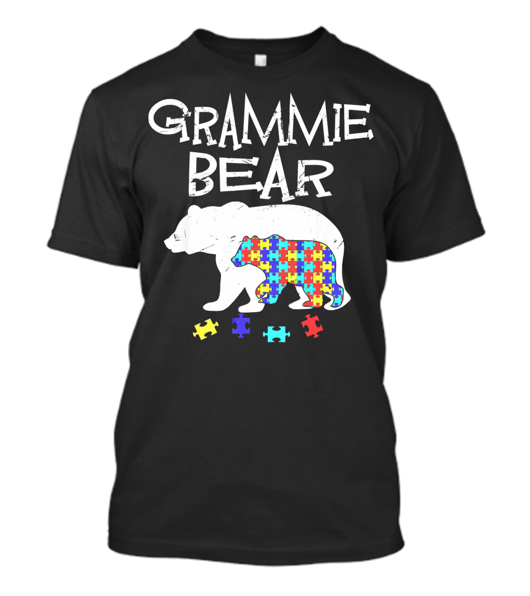 Grammie Bear Autism Awareness Puzzle Piece T-Shirt