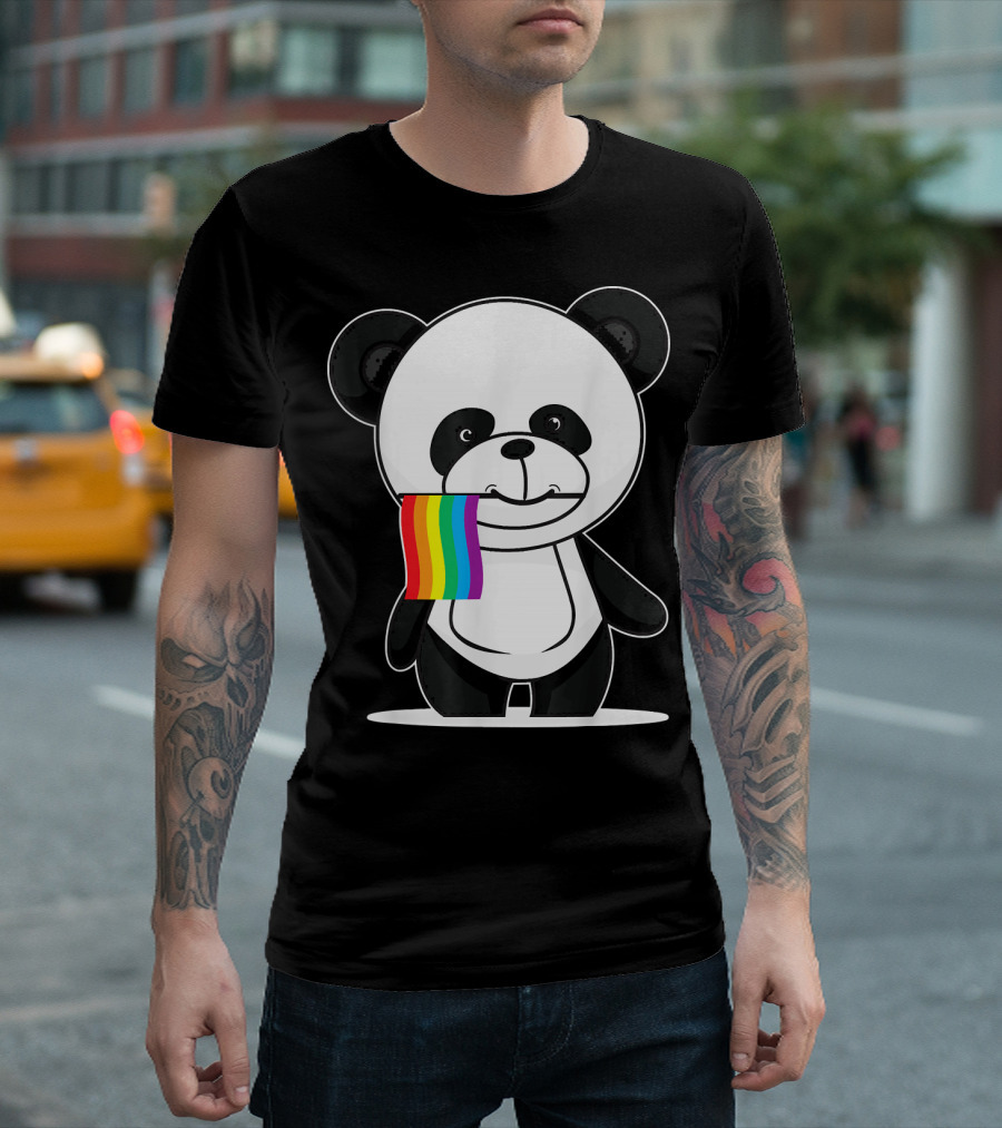 Gay Pride Bear Panda Rainbow Flag T-Shirt