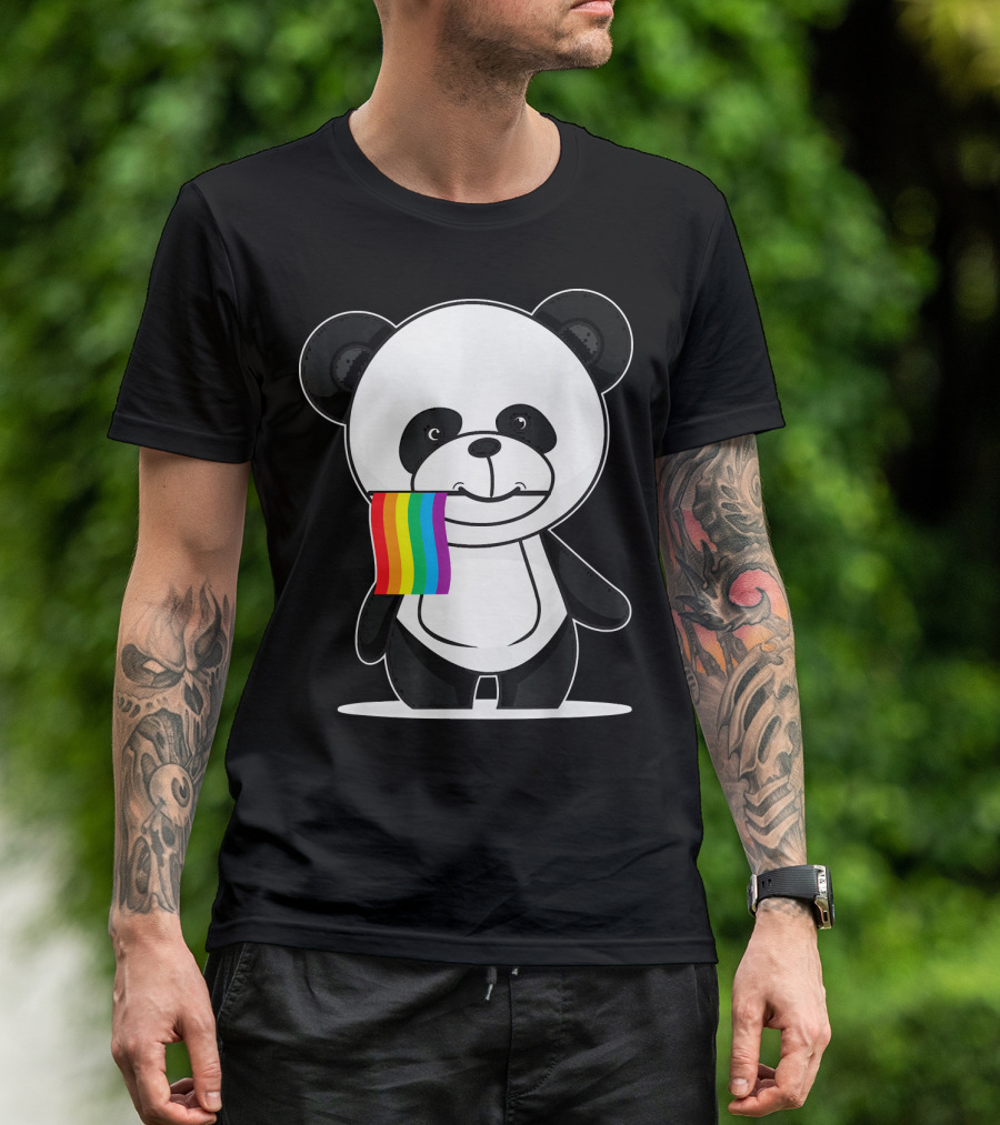Gay Pride Bear Panda Rainbow Flag T-Shirt