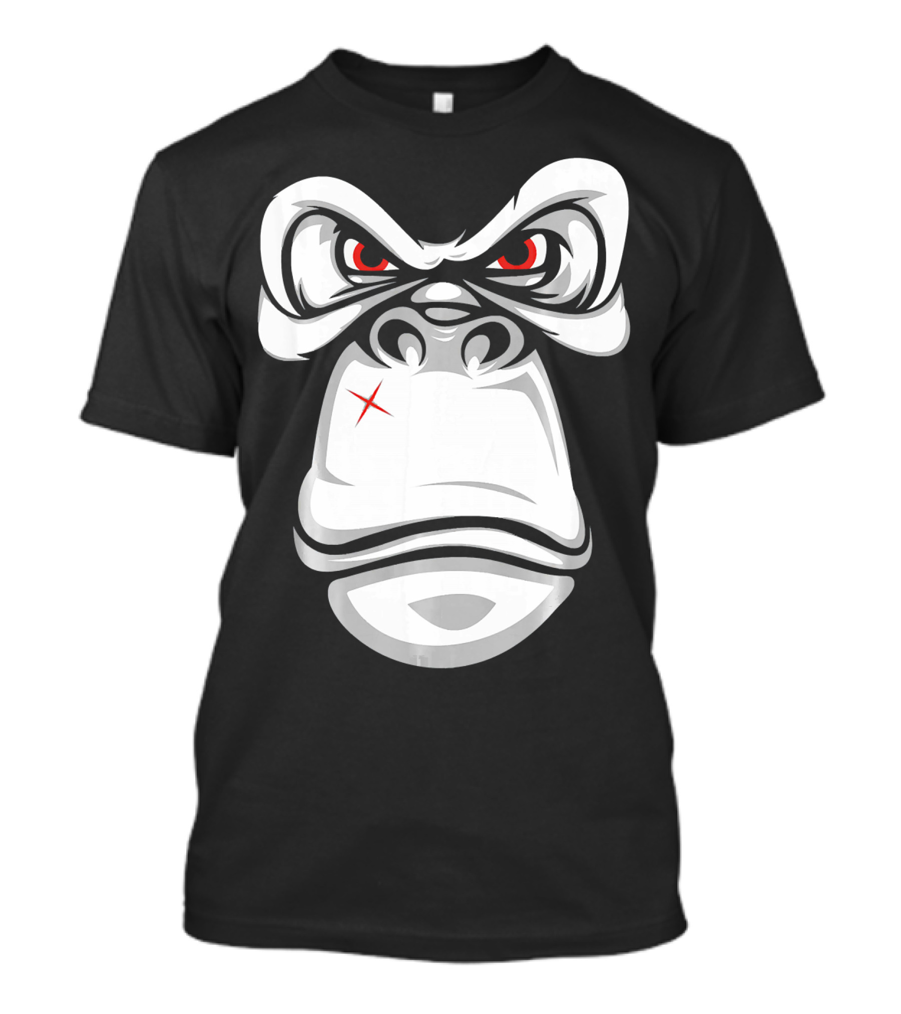 Gorilla Face Costume Halloween Cool Angry Red Eyes T-Shirt