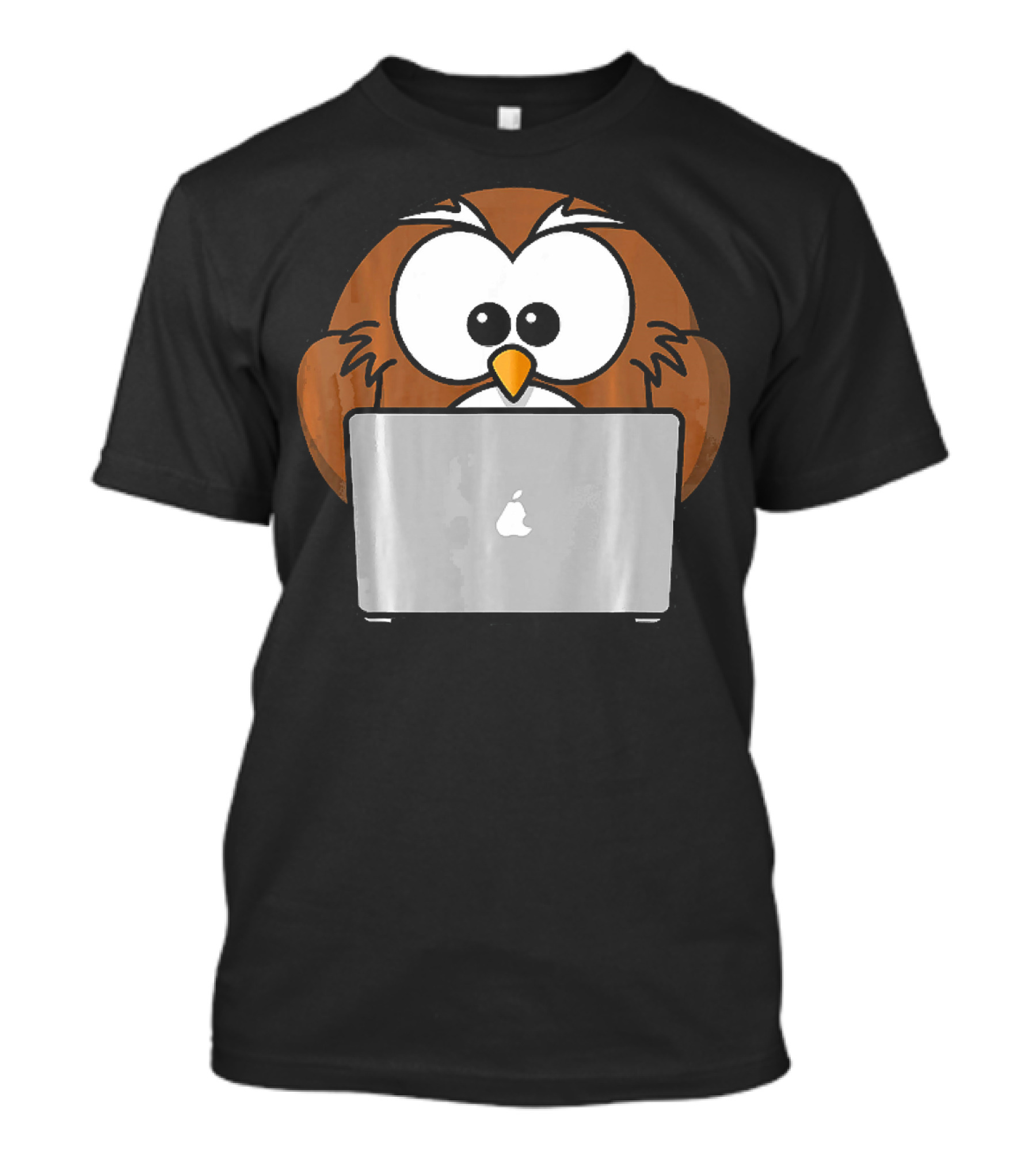Geek Owl On Apple Laptop Computer T-Shirt