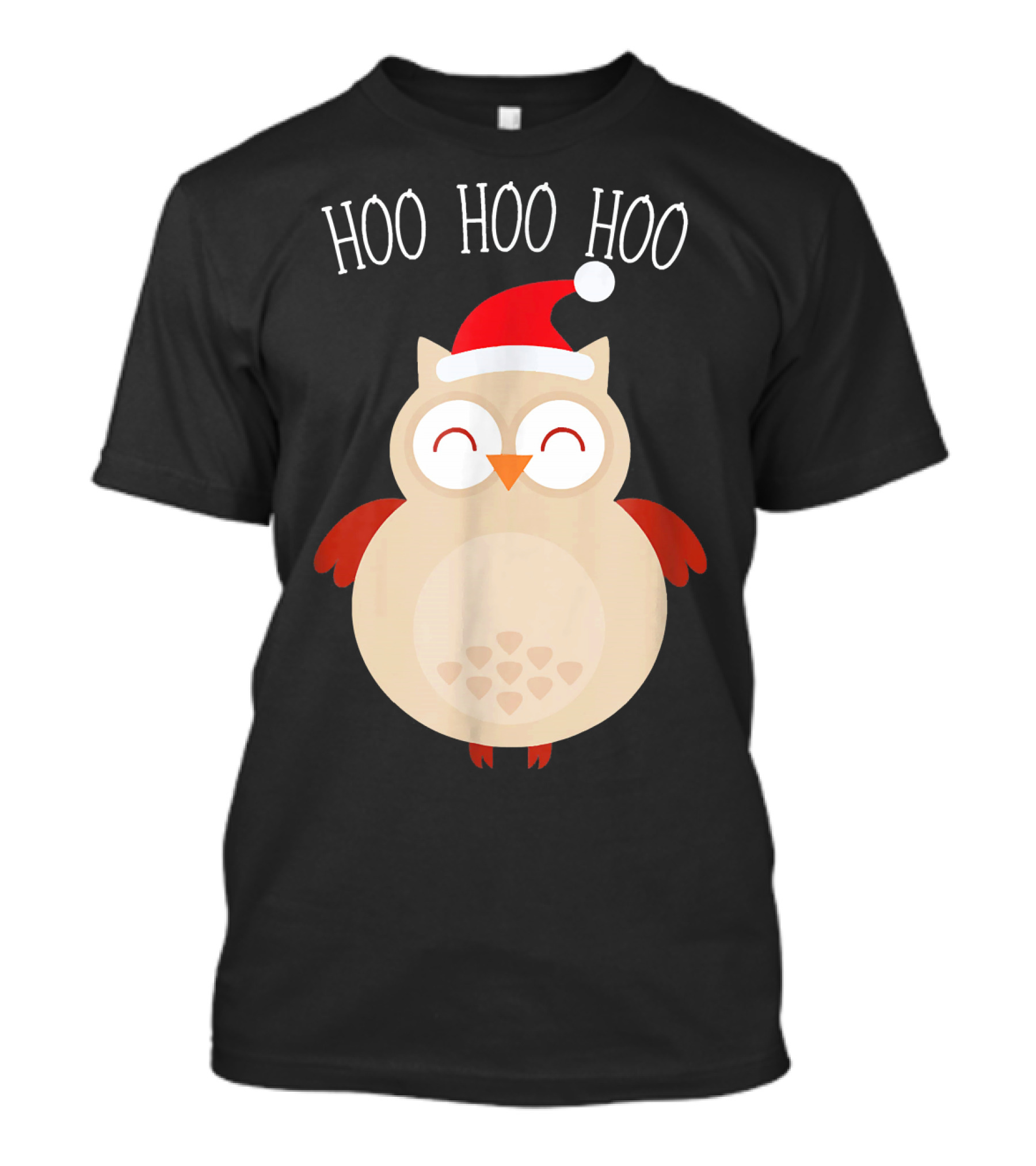 Hoo Hoo Hoo Merry Christmas Owl Santa Hat T-Shirt
