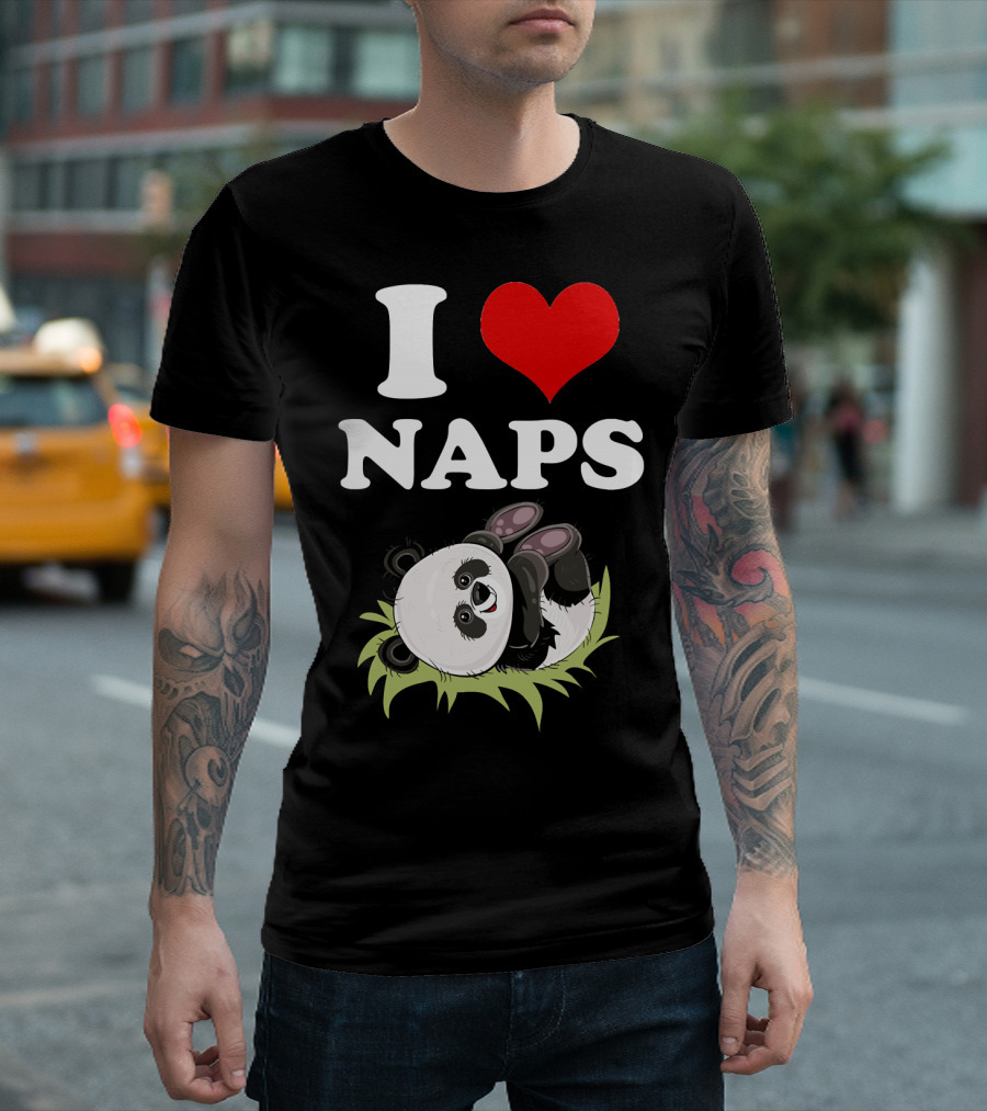 I Love Naps Cute Funny Panda Bear On Grass T-Shirt