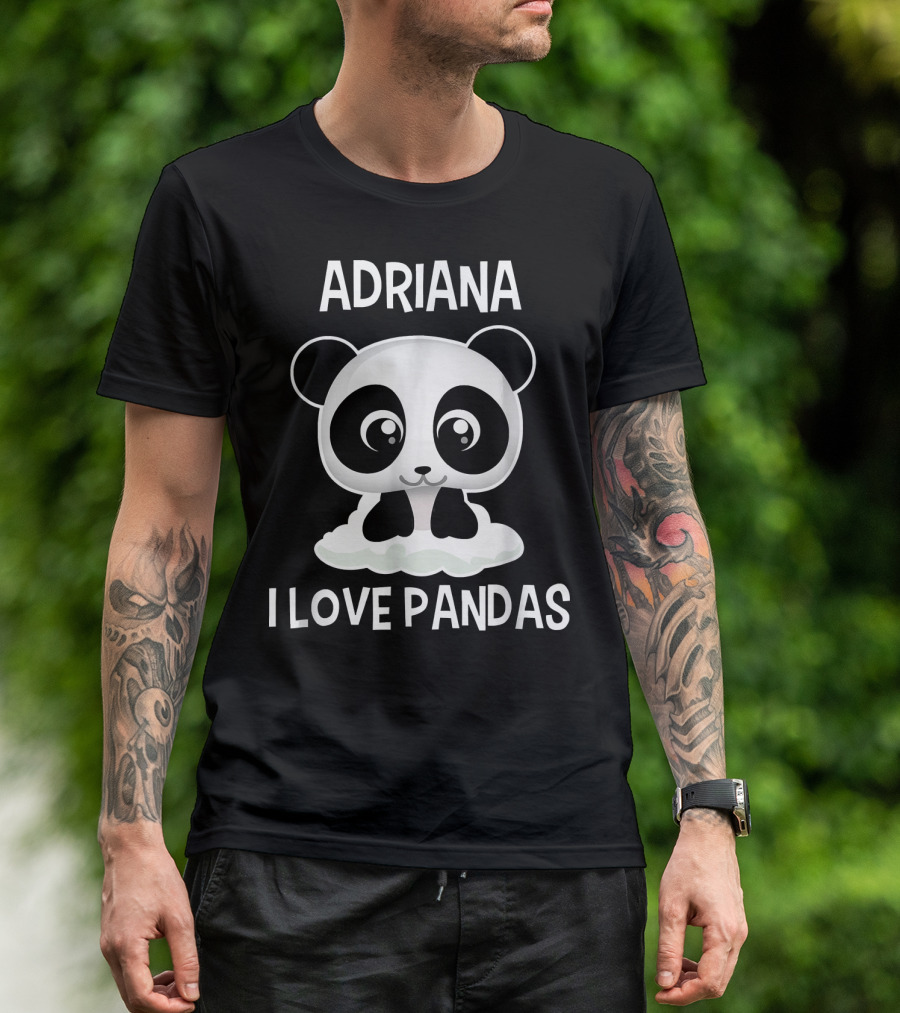 ADRIANA I Love Pandas Cute Panda Bear T-Shirt