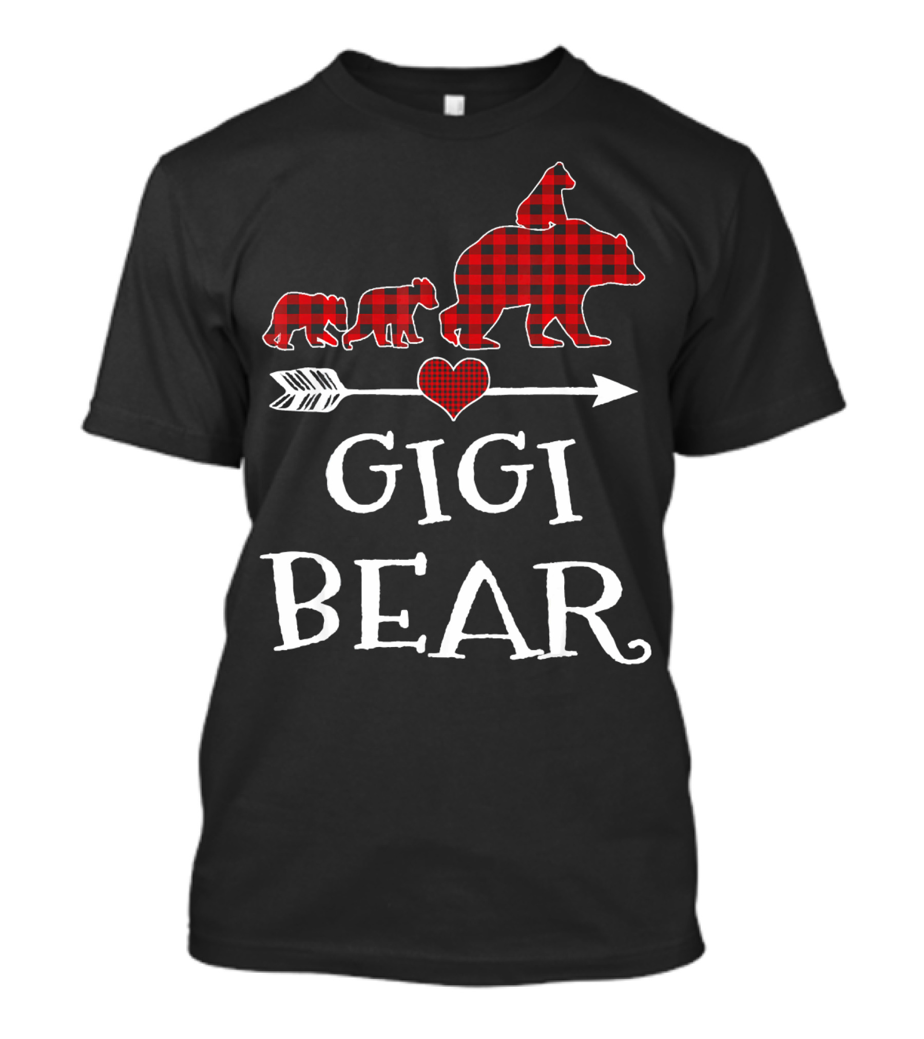 Gigi Bear Red Plaid Christmas Buffalo Check Bear Family T-Shirt