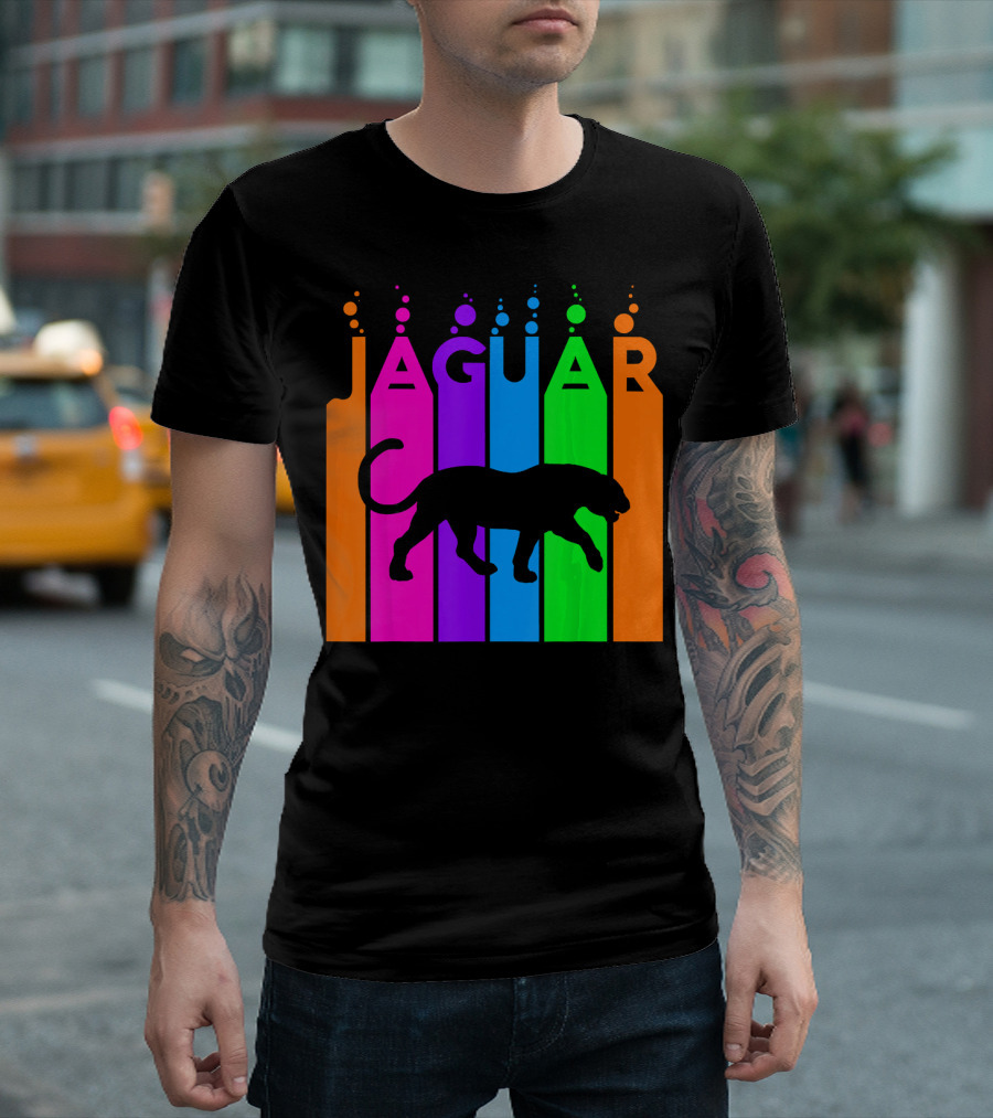 Jaguar Rainbow Bubble Silhouette Animal Lover T-Shirt