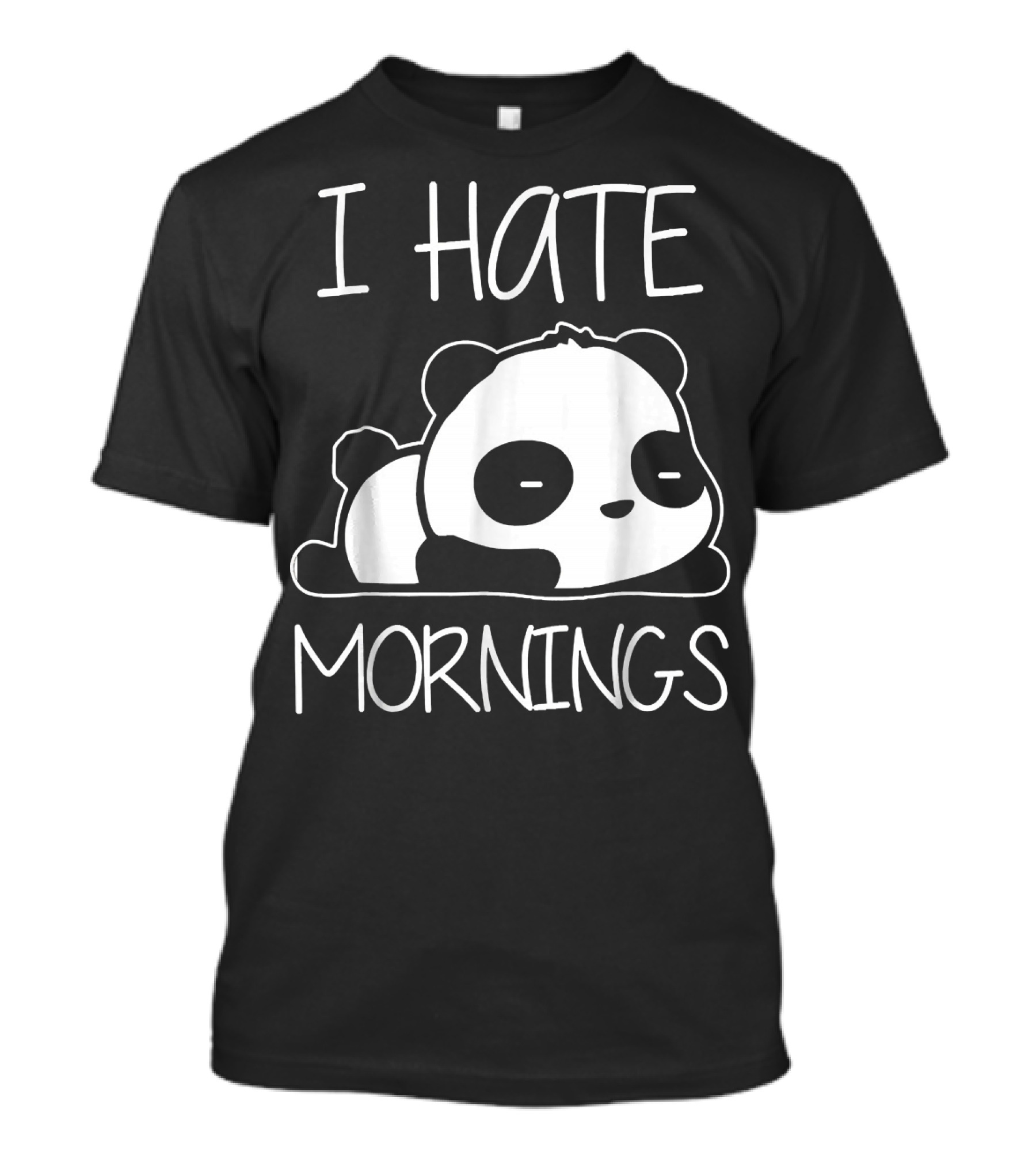 I Hate Mornings Panda Bear Relaxed Cartoon T-Shirt
