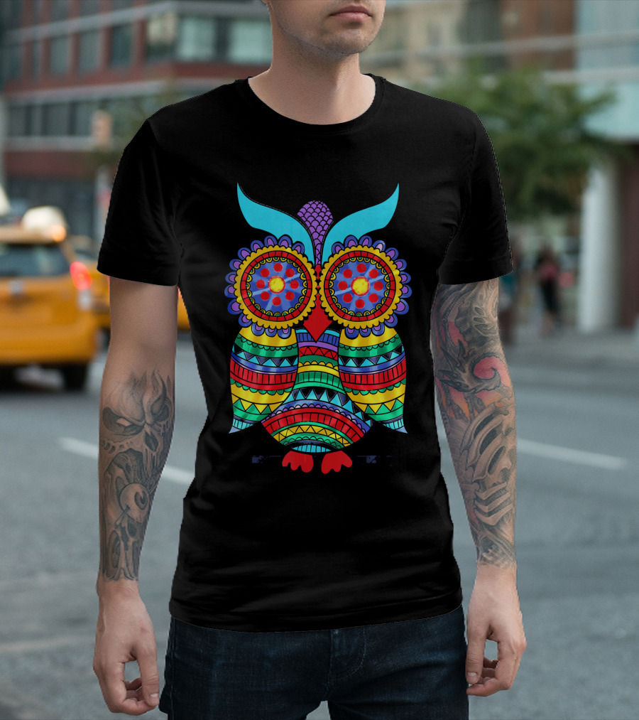 Kaleidoscope Owl Vibrant Nighttime Colors T-Shirt