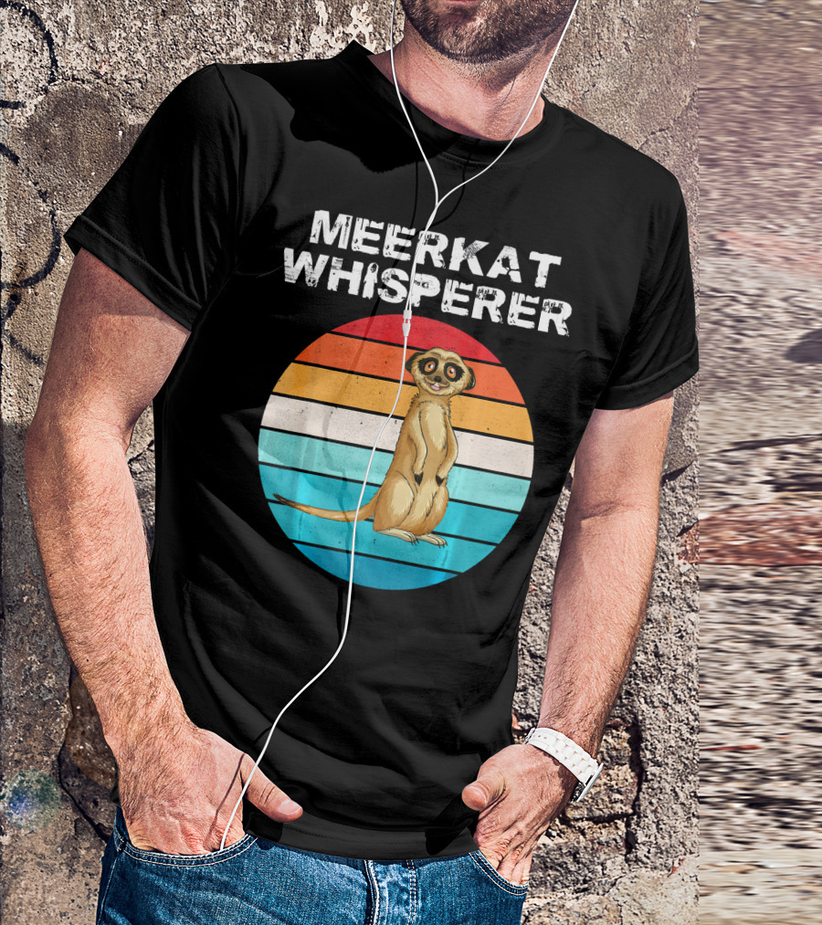 Meerkat Whisperer Retro Striped Funny Animal T-Shirt