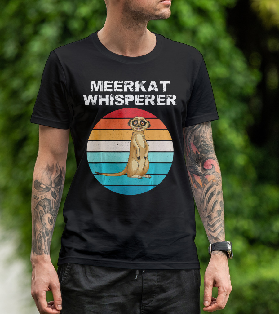 Meerkat Whisperer Retro Striped Funny Animal T-Shirt