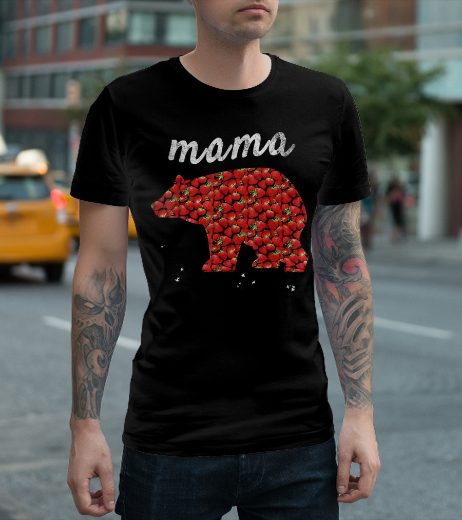 Mama Bear Silhouette with Strawberry T-Shirt