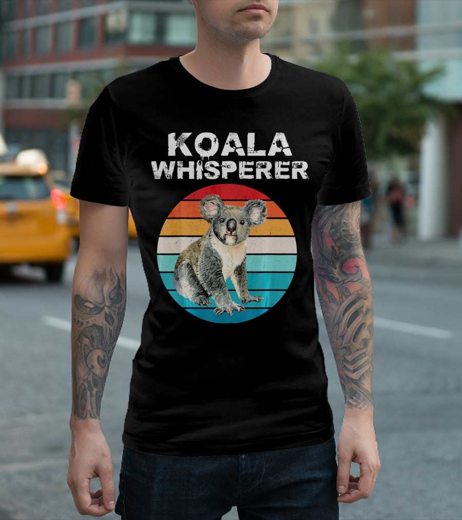 Koala Whisperer Zookeeper Animal Vintage Retro Striped T-Shirt