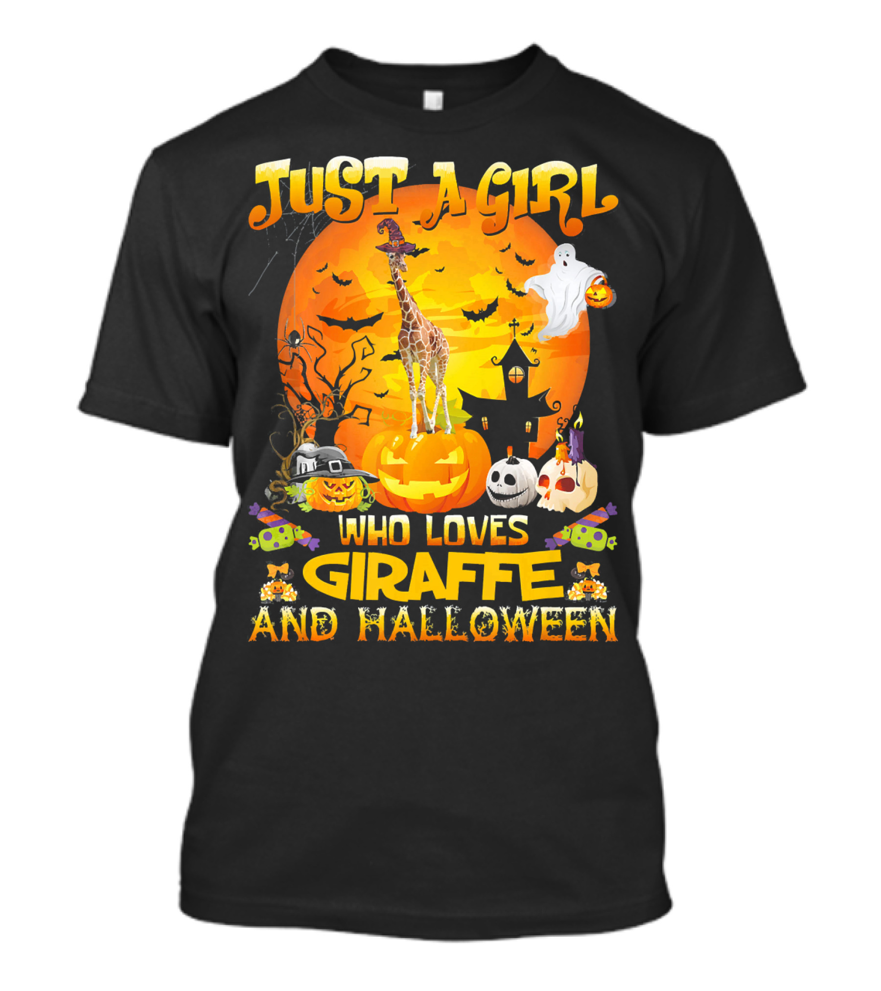 Just A Girl Who Loves Giraffe And Halloween T-Shirt
