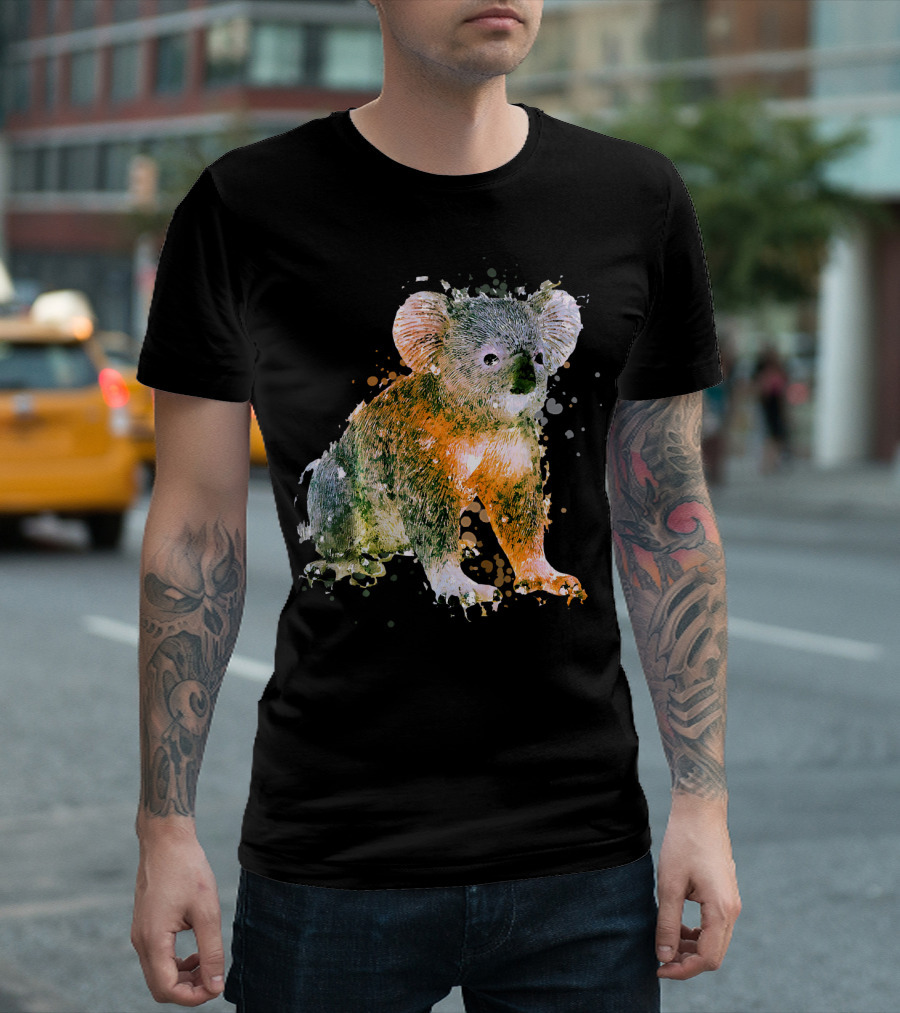 Koala Bear Wildlife Colorful Watercolor Drip Effect T-Shirt