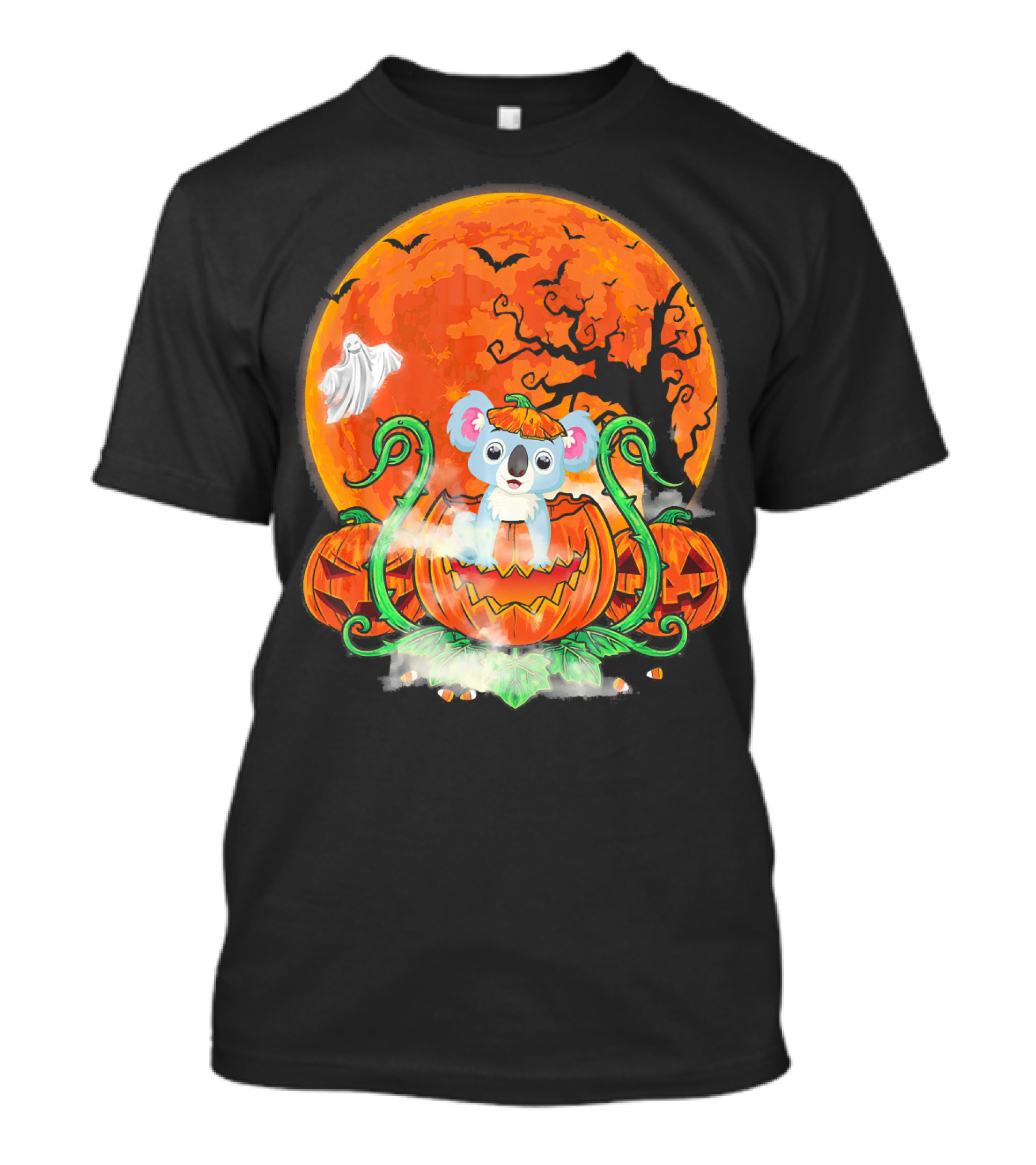 Koala In Pumpkin With Halloween Moon And Jack-o'-Lanterns T-Shirt