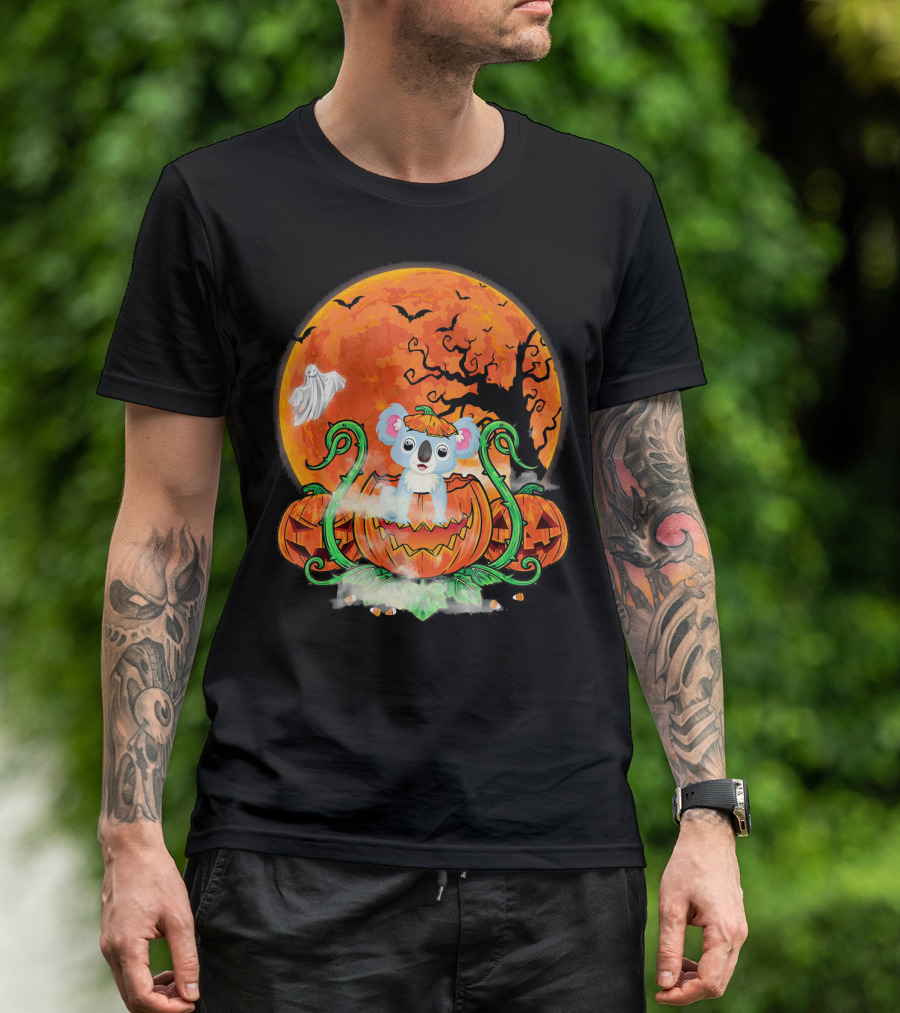 Koala In Pumpkin With Halloween Moon And Jack-o'-Lanterns T-Shirt