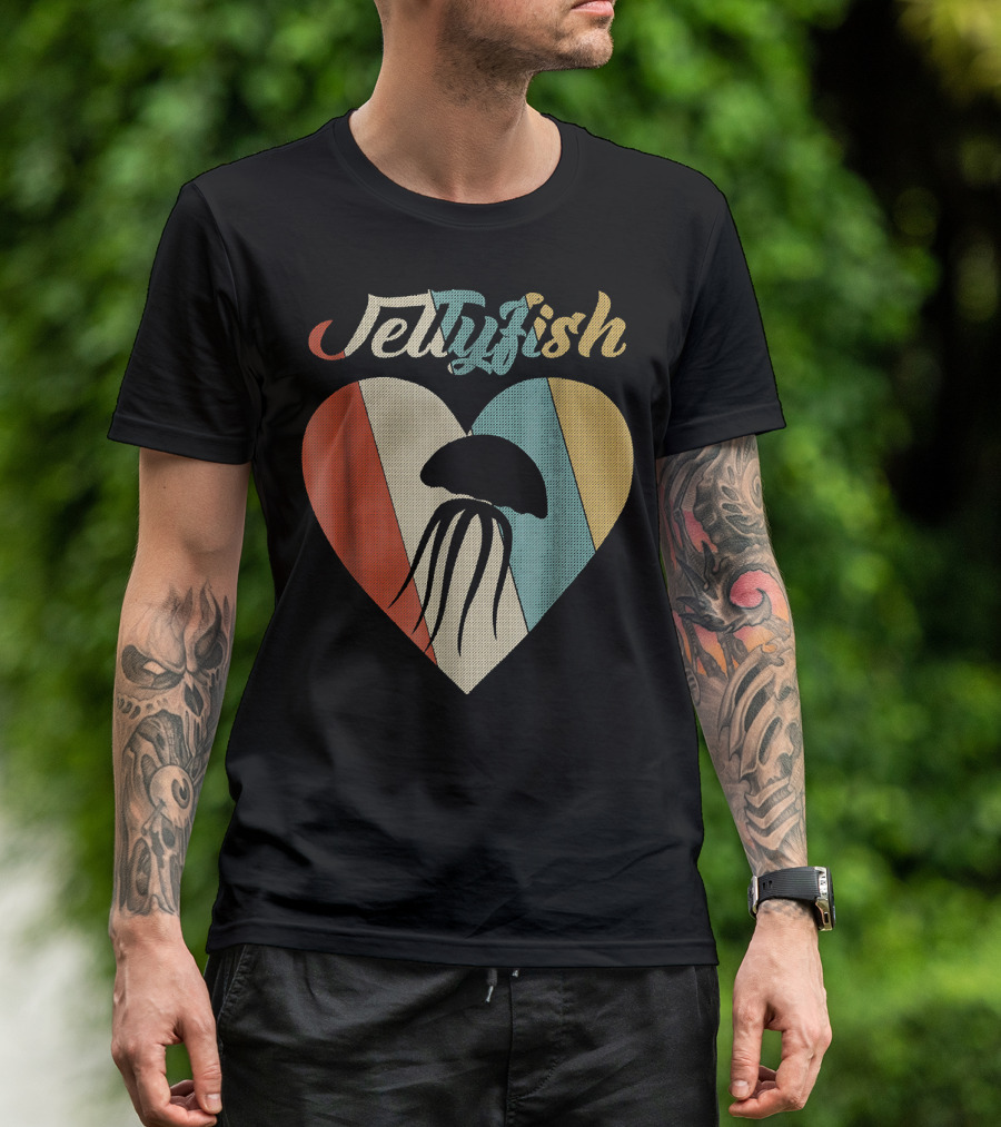 Jellyfish Retro Heart Vintage T-Shirt