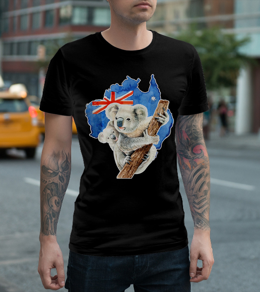 Koala Animal Lovers Australia Map Flag Koalas T-Shirt