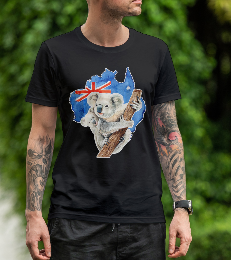 Koala Animal Lovers Australia Map Flag Koalas T-Shirt