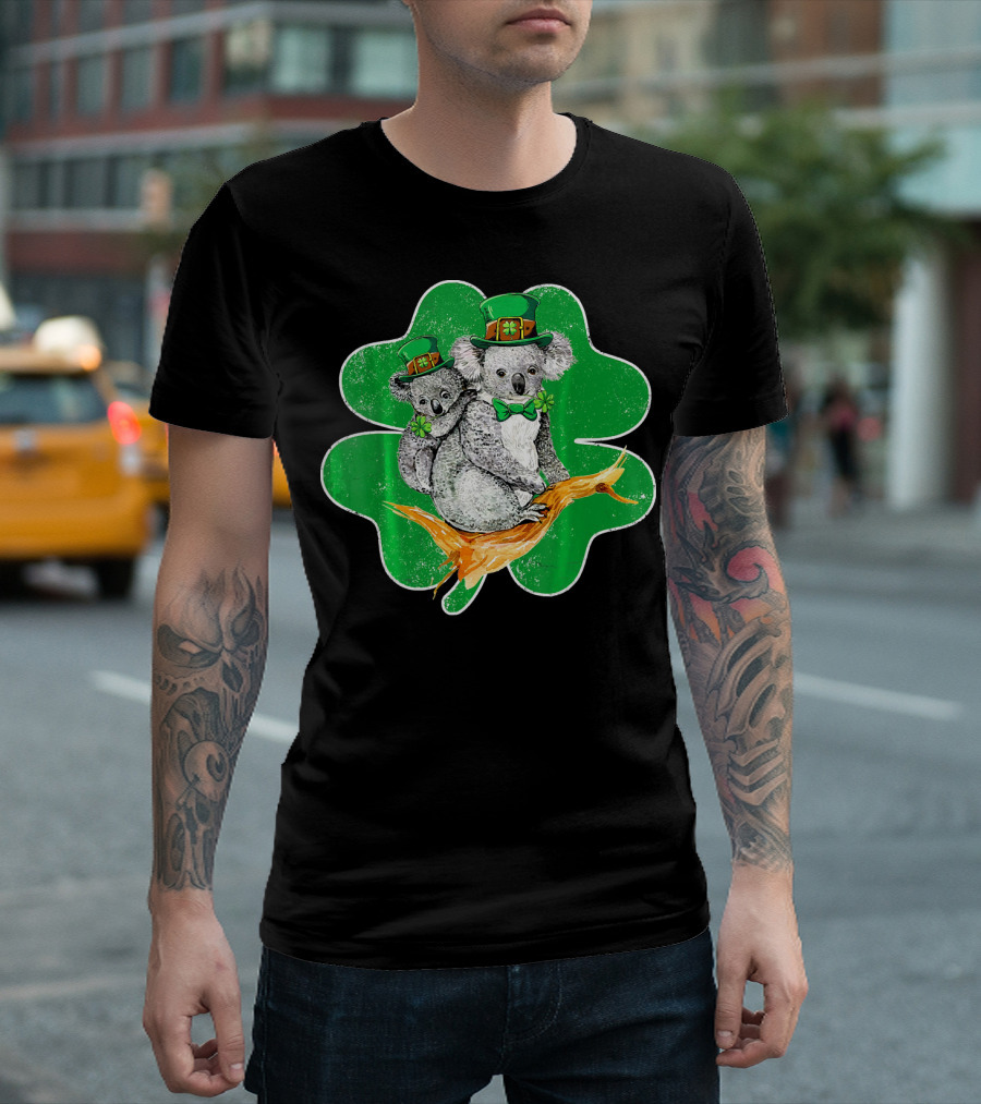 Koala Leprechaun Irish Shamrock Koala Duo T-Shirt