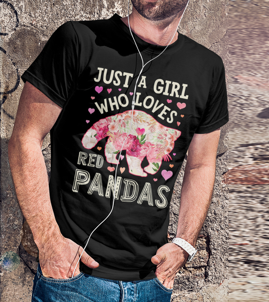 Just A Girl Who Loves Red Pandas Floral Heart T-Shirt