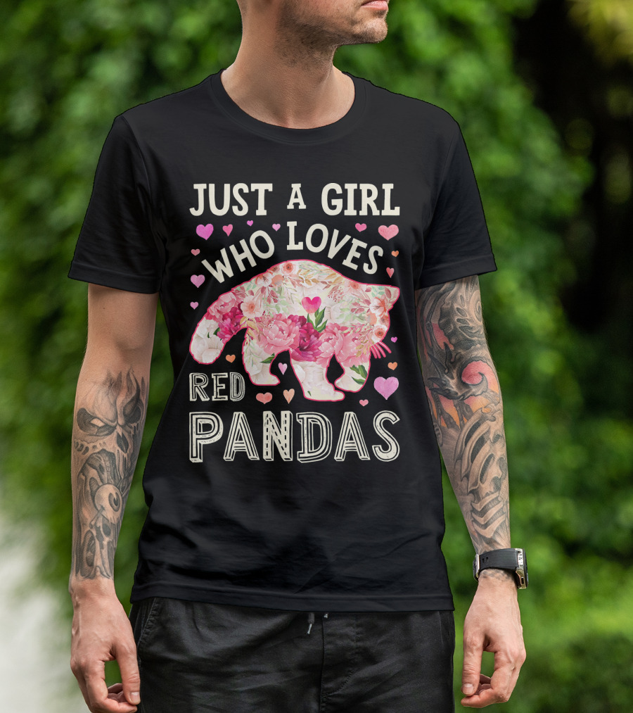 Just A Girl Who Loves Red Pandas Floral Heart T-Shirt