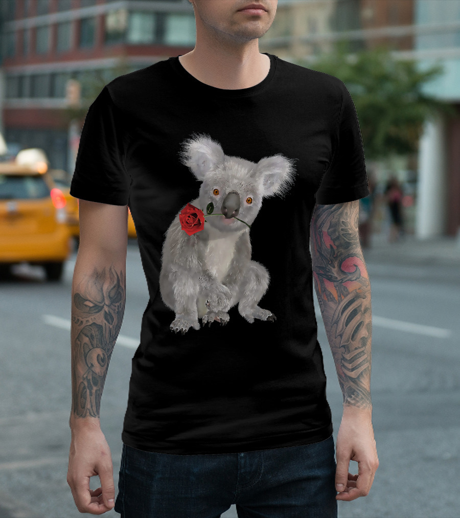 Koala Bear Holding Red Rose T-Shirt