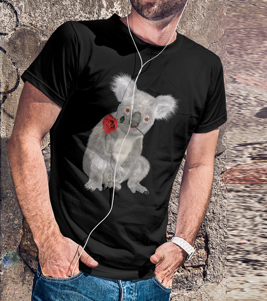 Koala Bear Holding Red Rose T-Shirt