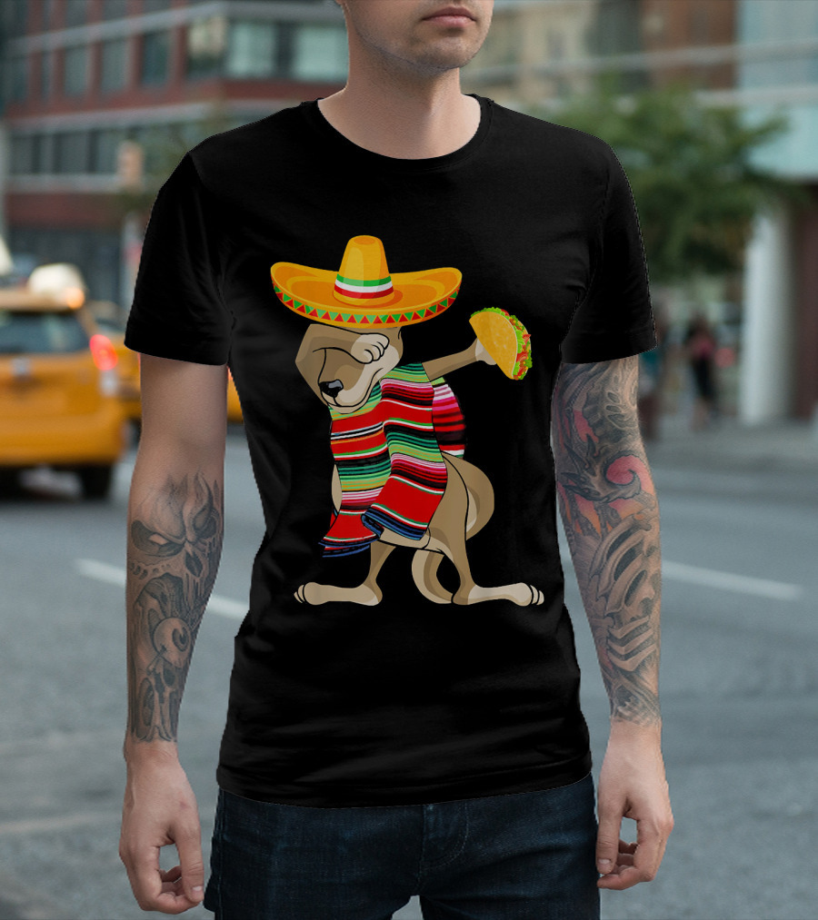 Kangaroo Dabbing Sombrero Taco Cinco de Mayo T-Shirt
