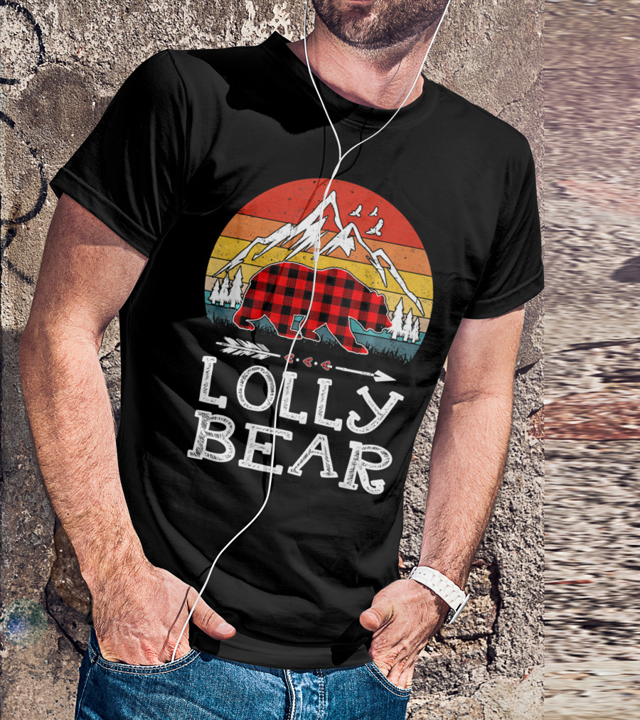 Lolly Bear Red Plaid With Mountain And Arrow Christmas T-Shirt