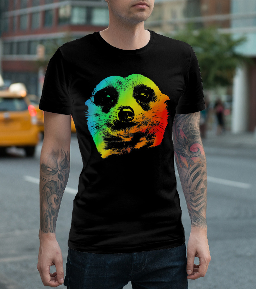 MEERKAT Vibrant Colorful Rainbow Head T-Shirt