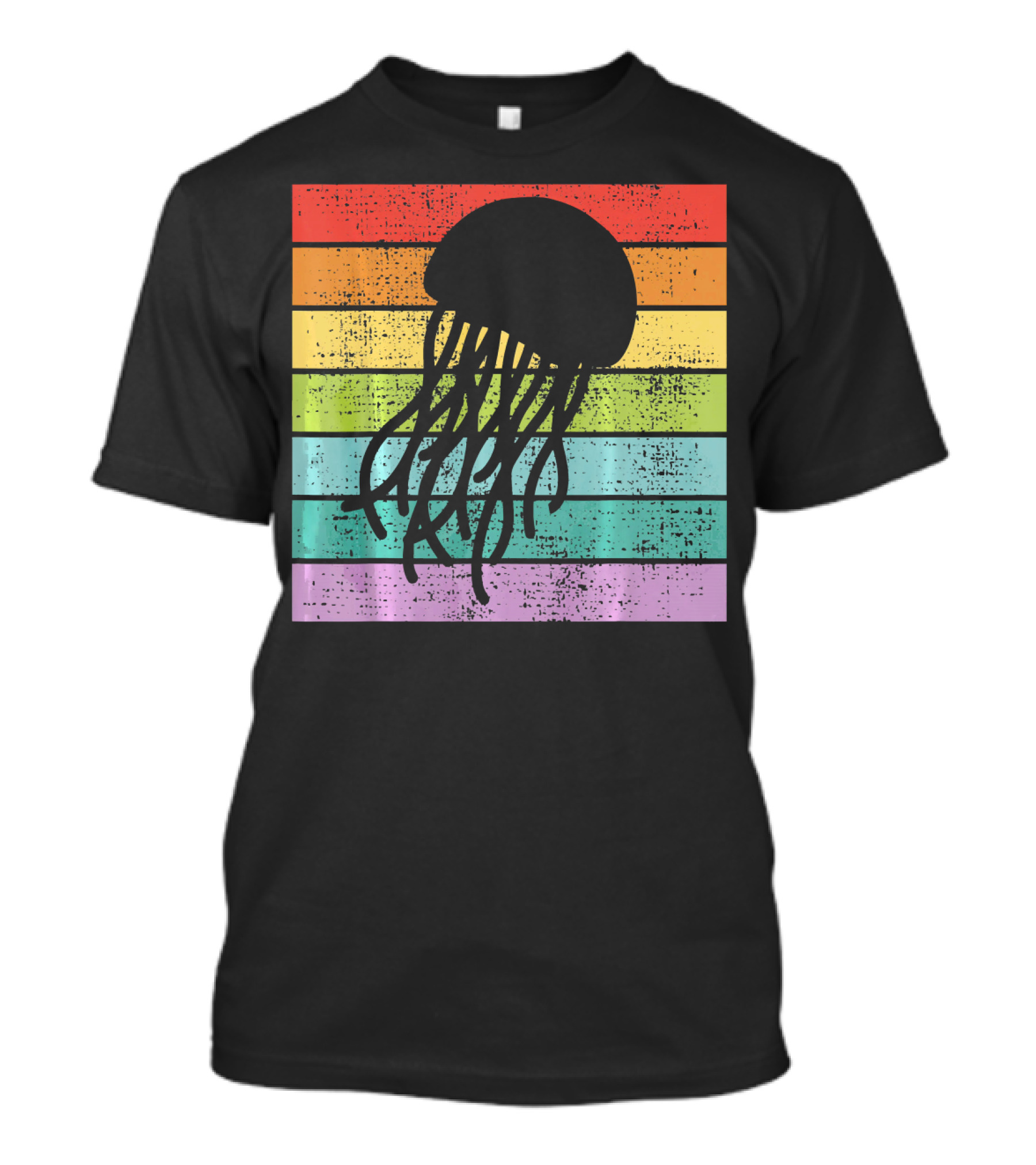 Jellyfish Biology Marine Retro Rainbow T-Shirt